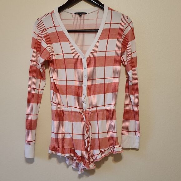 Wildfox Intimate Red Plaid Romper sz XS - Picture 1 of 8